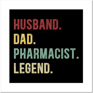 Pharmacist Funny Vintage Retro Shirt Husband Dad Pharmacist Legend Posters and Art